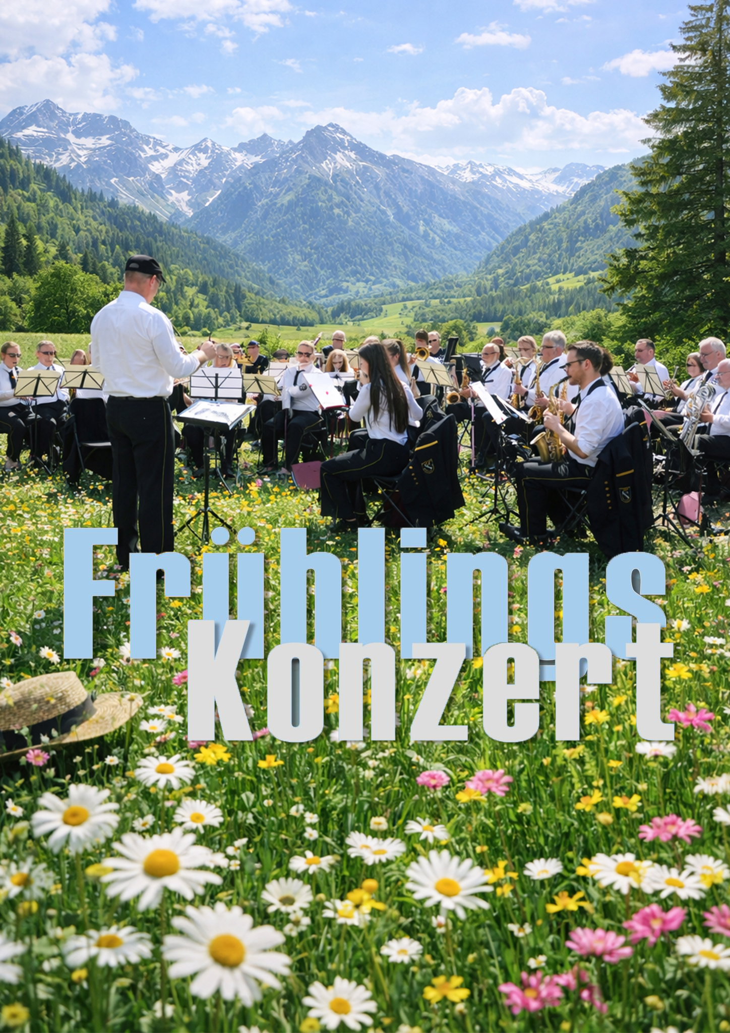 Orchester vor Bergen (KI bearbeitet)